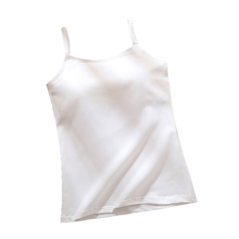 女大童吊带背心女童发育期纯棉内衣女孩跳舞蹈细肩带白色儿童抹胸