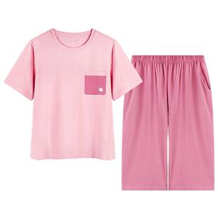 好波【冰瓷棉系列】春夏短袖短裤睡衣套装一男一女家居服HJT2505
