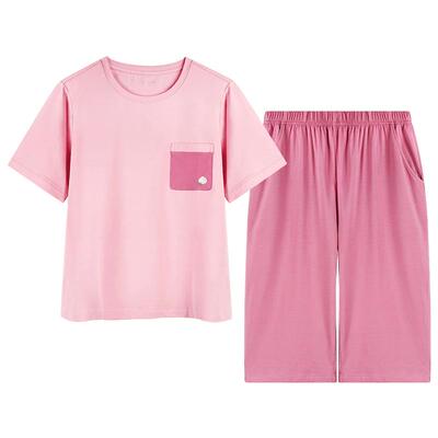 好波【冰瓷棉系列】春夏短袖短裤睡衣套装一男一女家居服HJT2505