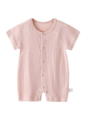 婴儿连体衣莫代尔0-2岁新生儿衣服夏季空调服男女宝宝短袖睡衣
