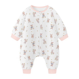 儿童连体睡衣纯棉加厚秋冬婴儿睡袋女童连身衣中大童宝宝冬季防寒