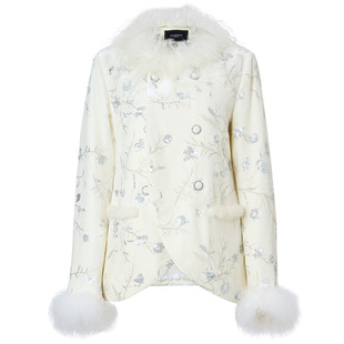 【商场同款-新中式】MAXRIENY精致复古感重工亮片丝绒绣花外套女