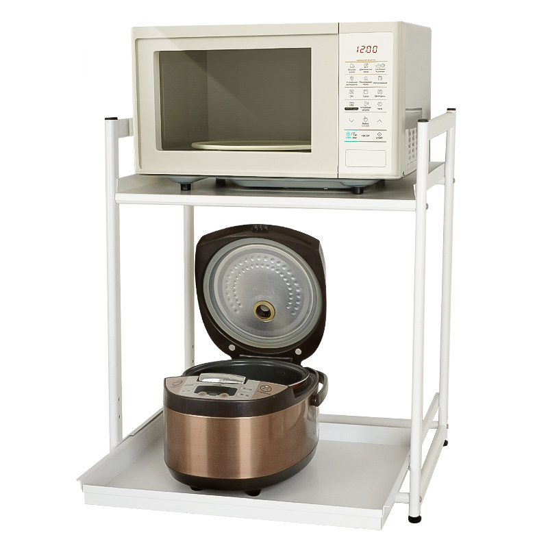 微波炉置物架抽拉式厨房电器小家电收纳神器台面电饭煲烤箱架子