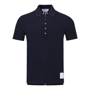 THOM BROWNE 男士条纹珠地背后罗缎装饰短袖POLO衫