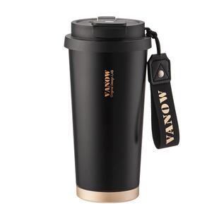 Vanow咖啡杯男2026新款陶瓷内胆大容量保温杯学生上学专用水杯子