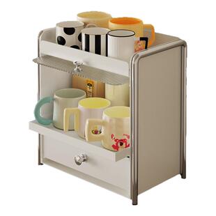 防尘水杯架桌面茶包茶具储物盒柜水吧台面咖啡器具杯子收纳置物架