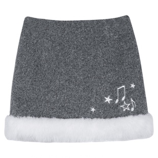 SagiDolls少女斗志 #初雪邂逅#灰色音符雪融毛条呢子短裙纯欲甜美