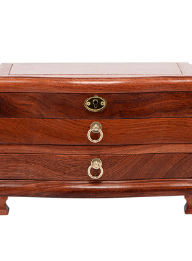 缅甸梳妆镜大果紫檀珠宝首饰盒