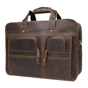 加大号出差包商务公文包手工真皮17寸电脑包手提包单肩包插拉杆箱