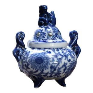日本进口茶道香炉青花瓷香道摆件狮子琉璃香薰炉家用迷你小香炉