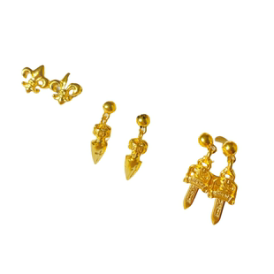 999足金手工中古风克罗xin系列鸢尾纯金子弹耳钉女士（单个）