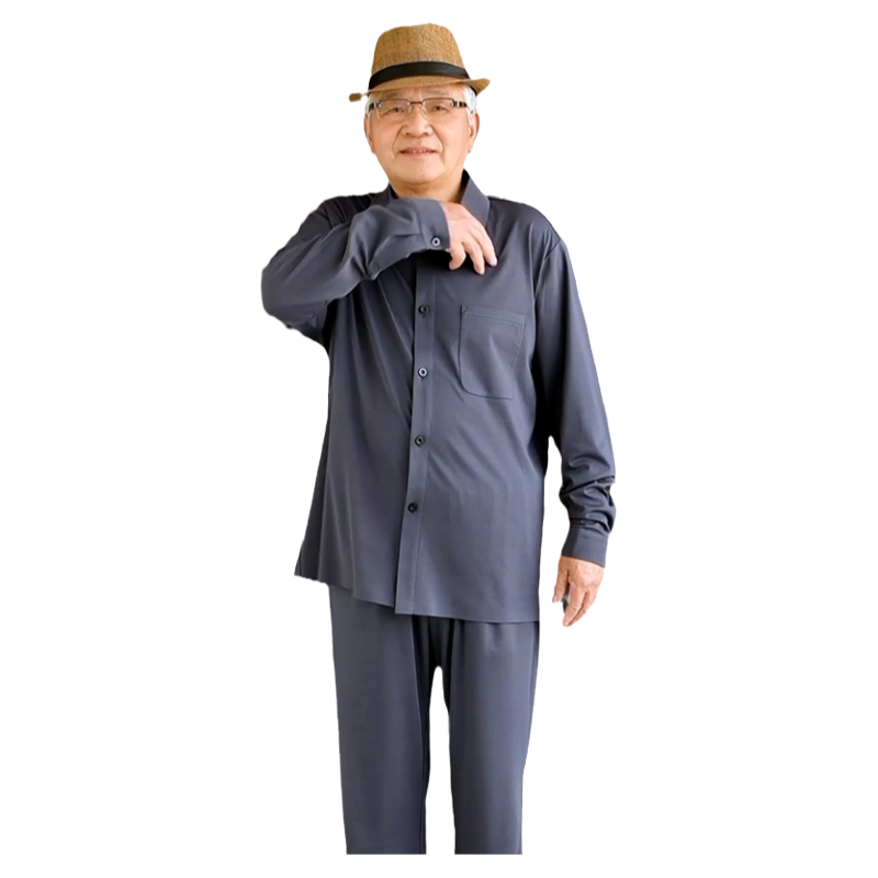夏季衬衫版弹力透气两件套
