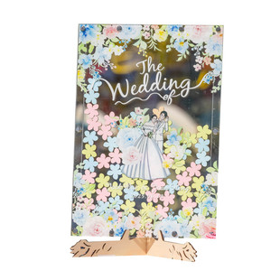 送卡通全身全透明亚克力婚礼签到台定制木片签名相框小清新签字板