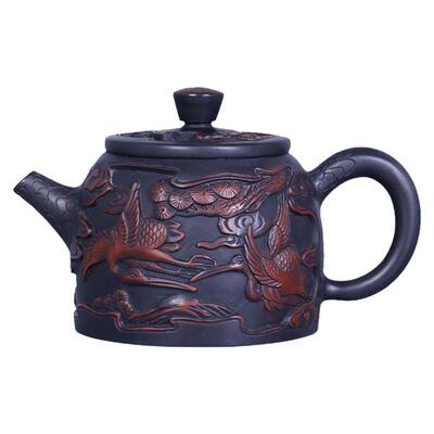徐建波满工浮雕荷花井栏壶200ML