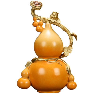 吉善缘 铜葫芦摆件 新中式客厅玄关装饰工艺品乔迁新居礼物A0041