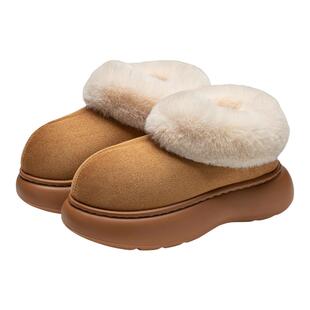 厚底包跟棉拖鞋女2025新款冬季室内家居保暖加绒雪地外穿毛绒拖鞋