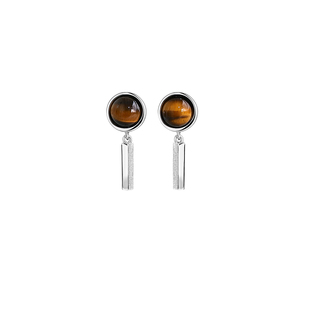 白岚晚阳耳钉虎睛石925银秋冬耳环女小众气质高级新品耳饰ED4487