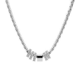 FDK项链男款钛钢转运珠圆环吊坠小众男士毛衣链潮流刻字送礼