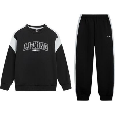 李宁儿童男童装套头无帽卫衣套装