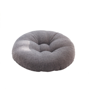 纯色亚麻蒲团坐垫圆形加厚瑜伽地上打坐椅垫幼儿园四季屁垫榻榻米