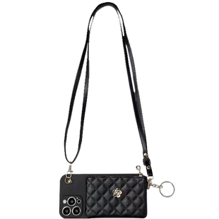 山茶花零钱卡包适用iPhone16手机壳17promax苹果15Pro苹果13新款14pro奢华11背带13pro斜跨绳xs软胶12pro女8p