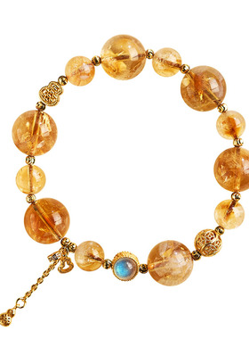 黄水晶手串旺财运聚财月光石礼物