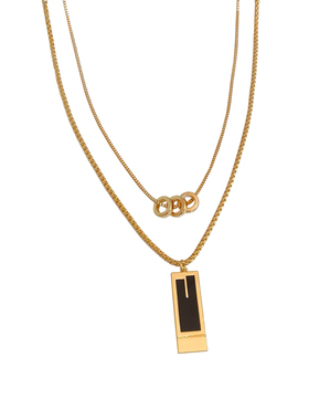 合金材质小众方块项链毛衣链女