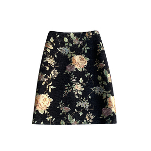 提花半身裙2025秋冬新复古碎花裙子高级感半裙小个子a字裙短裙子