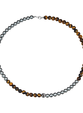 大溪地拼色虎眼石珍珠项链