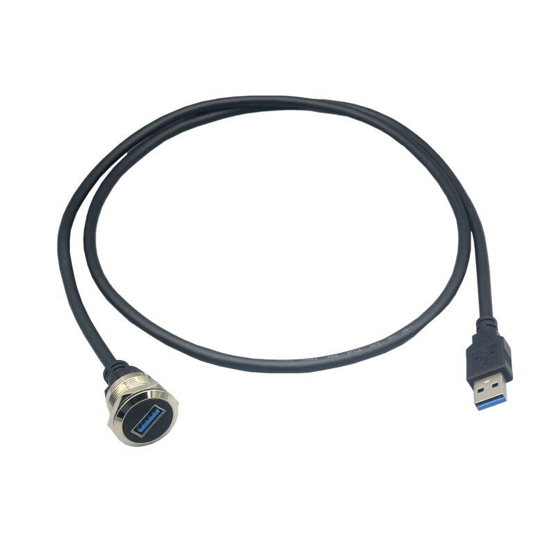 金属圆形M22信号延长母对公数据1米USB3.0插座带线转接模块连接器