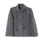 灰色短款小个子双面呢羊绒大衣女2025年新款宽松韩版羊毛呢子外套