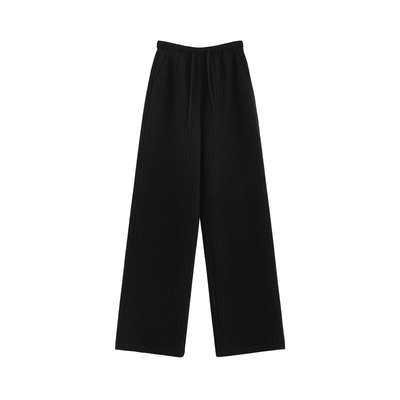 加绒遮胯松紧腰直筒休闲裤