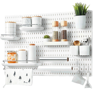 洞洞板置物架免打孔挂板配件厨房调料架墙上塑料收纳墙桌上工具架