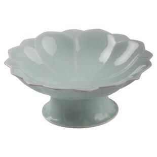 景德镇影青花瓣高脚碗家用水果盘创意中式茶点盘商用宋宴意境餐具