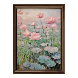 莫奈睡莲大芬村油画美式玄关装饰画走廊过道挂画手绘世界名画壁画