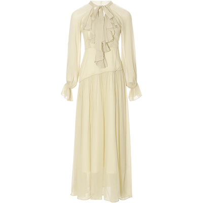 从那以后人丝法式复古连衣裙长裙