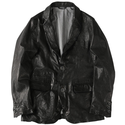 PANICALE休闲翻领羊皮夹克