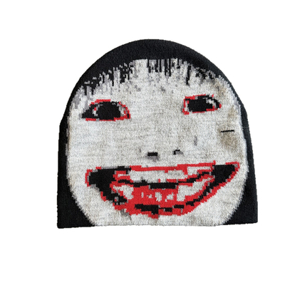 秋冬无檐鬼脸嘻哈保暖针织帽