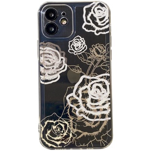 简约复古狂爱之花17pro16适用15苹果13promax手机壳iphone12mini创意14promax透明硅胶11黑玫瑰xs/xr/xs/8p7