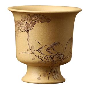 宜兴原矿紫砂名家纯手工紫砂杯主人杯正品男女士品茗高脚杯110cc