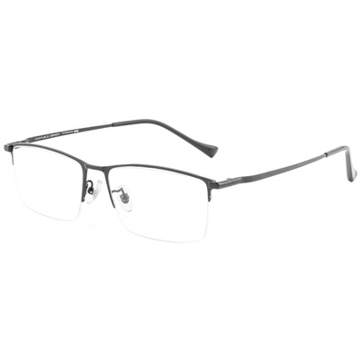 超轻纯钛近视加宽大码大胖脸不夹脸男商务细方框黑半框不夹脸眼镜