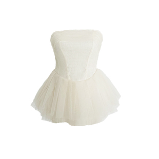 SainteYunne上与芭蕾天鹅网纱仙气蓬蓬裙摆收腰轻薄透气上衣SY010