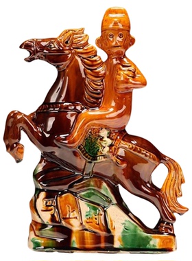 唐三彩文创产品马上封侯陶瓷摆件