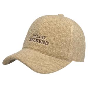 简约刺绣字母羊羔绒鸭舌帽子女秋冬季情侣休闲百搭显脸小棒球帽男