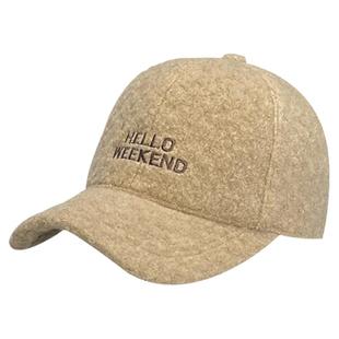 简约刺绣字母羊羔绒鸭舌帽子女秋冬季情侣休闲百搭显脸小棒球帽男