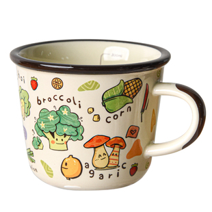 井柚可爱童趣马克杯卡通手绘儿童陶瓷杯水杯可微波炉带刻度早餐杯