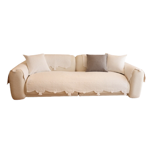 枕西湖 香榭丽舍 法式复古绣花全棉沙发垫四季靠背巾沙发套罩盖布