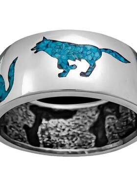 纯银复古部落暮光之城狼戒戒指