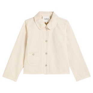 bash春季法式简约纯色休闲长袖短款翻领正肩棉质女士外套1H25ETIN