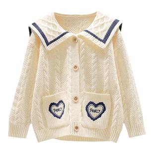 女童开衫毛衣外套早春2026新款春季儿童线衣学院风女孩针织上衣秋